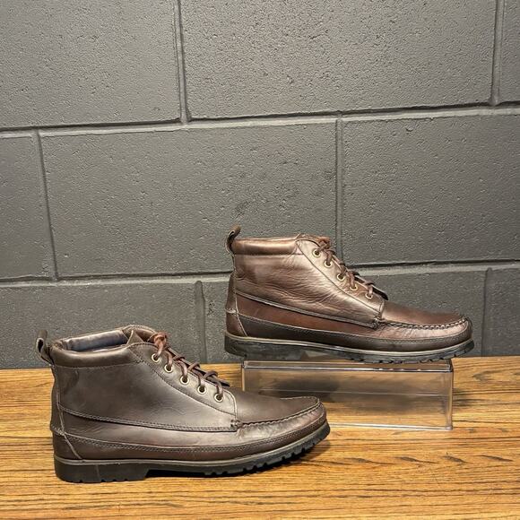 Vintage Browns Landing Brown Leather Moc Toe Lace Up Boots Women’s 8.5 D - Picture 2 of 8